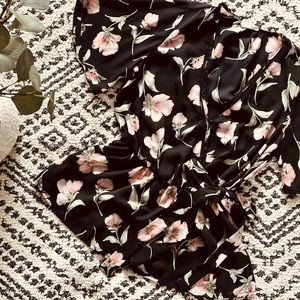 Black Floral Peplum Top